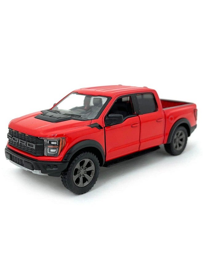 KiNSMART SetOf4 2022 Ford F-150 Raptor 5" 1:46 Scale Die Cast Model Toy Truck Black, White, Red, Blue - Image 4