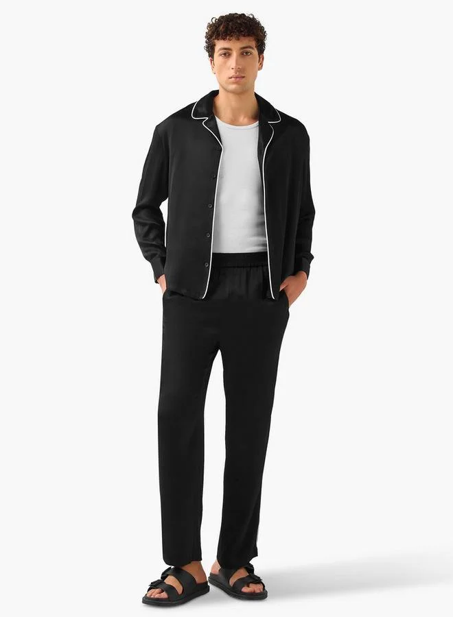 Iconic Iconic Piped Lounge Pants with Flexi Waist and Pockets