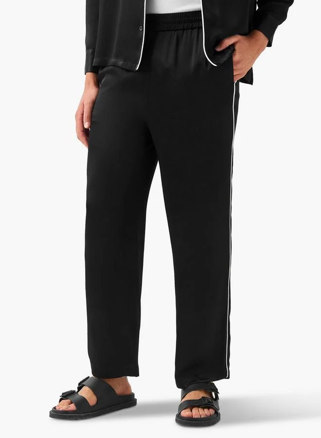 Iconic Iconic Piped Lounge Pants with Flexi Waist and Pockets