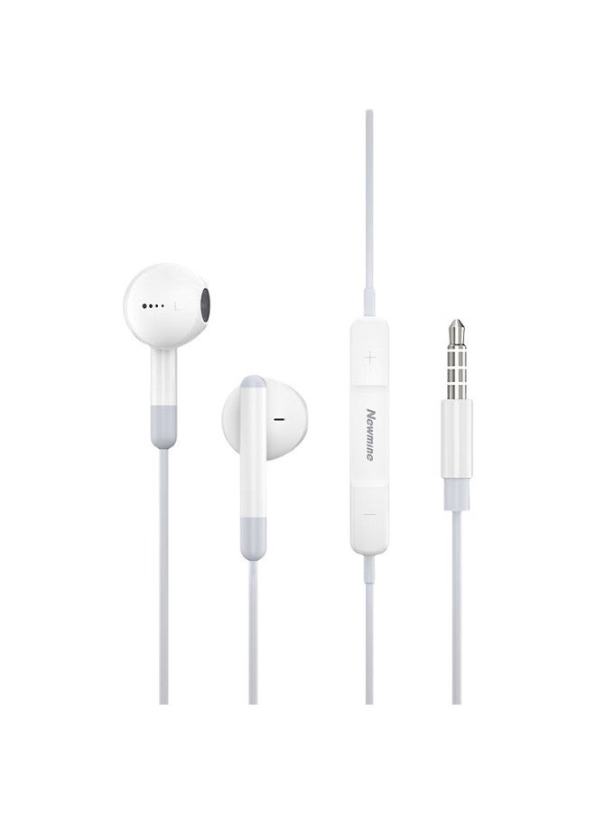Newmine Xl10 Wired In-Ear Headphones With Microphone, 3.5Mm Jack, Compatible With Computers, Laptops And Smartphones, White - Image 3