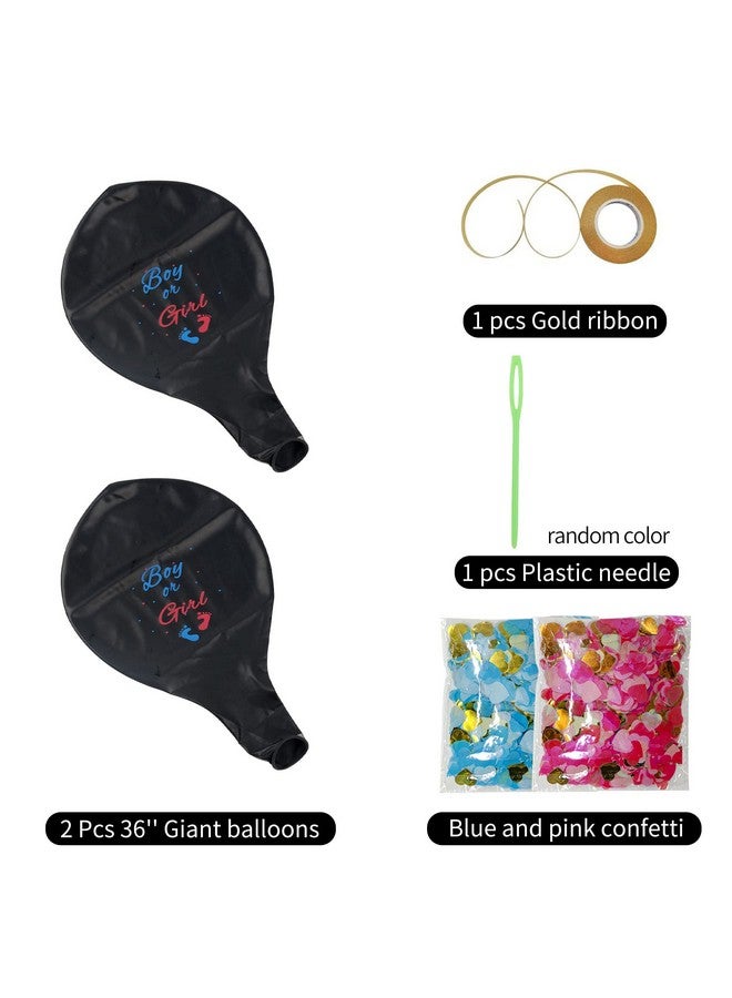 JOYYPOP Gender Reveal Balloons, 2 Pack 36 Inch Black Boy or Girl Balloon with Pink and Blue Heart-Shaped Confetti for Gender Reveal Party Decorations - Image 2