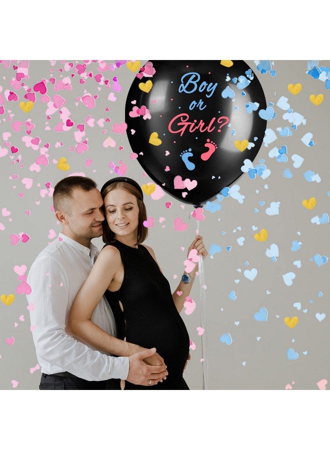 JOYYPOP Gender Reveal Balloons, 2 Pack 36 Inch Black Boy or Girl Balloon with Pink and Blue Heart-Shaped Confetti for Gender Reveal Party Decorations - Image 5