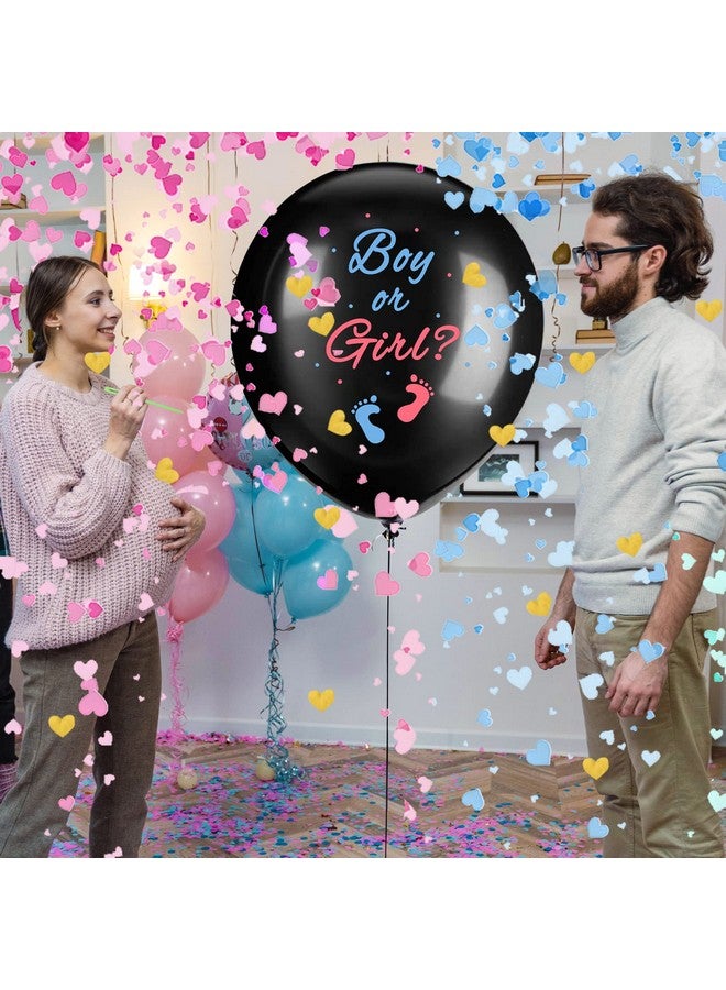 JOYYPOP Gender Reveal Balloons, 2 Pack 36 Inch Black Boy or Girl Balloon with Pink and Blue Heart-Shaped Confetti for Gender Reveal Party Decorations - Image 4