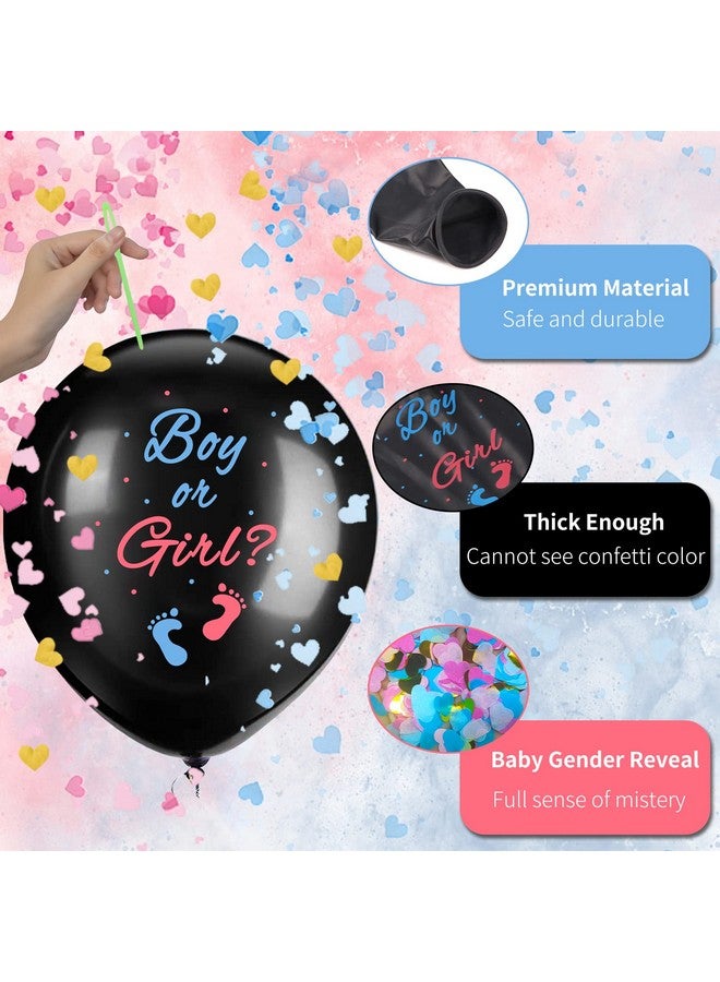 JOYYPOP Gender Reveal Balloons, 2 Pack 36 Inch Black Boy or Girl Balloon with Pink and Blue Heart-Shaped Confetti for Gender Reveal Party Decorations - Image 3