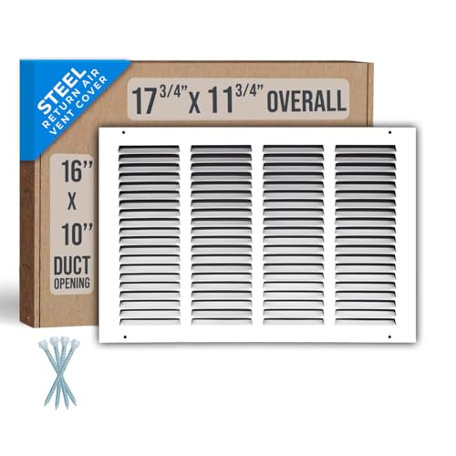 Handua Fits 16x10 Duct Opening | Steel Return Air Grille by Handua | Vent Cover Grill for Sidewall and Ceiling | White | HVAC Cold Air Intake Grille | Outer Dimensions: 17.75"W X 11.75" - Image 1