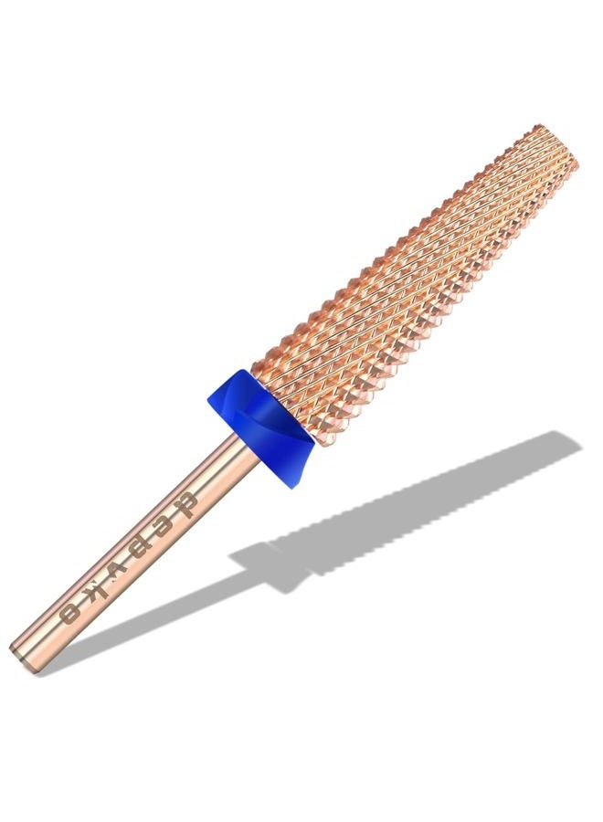 Depvko Super Long 5 in 1 Nail Drill Bits, 3/32'' Carbide Tungsten Bits, Two Way Rotate Professional Advanced Safety Bits for Nail, Fast Remove for Manicure Pedicure Cuticle Gel Polishing(M, Rose Gold) - Image 1