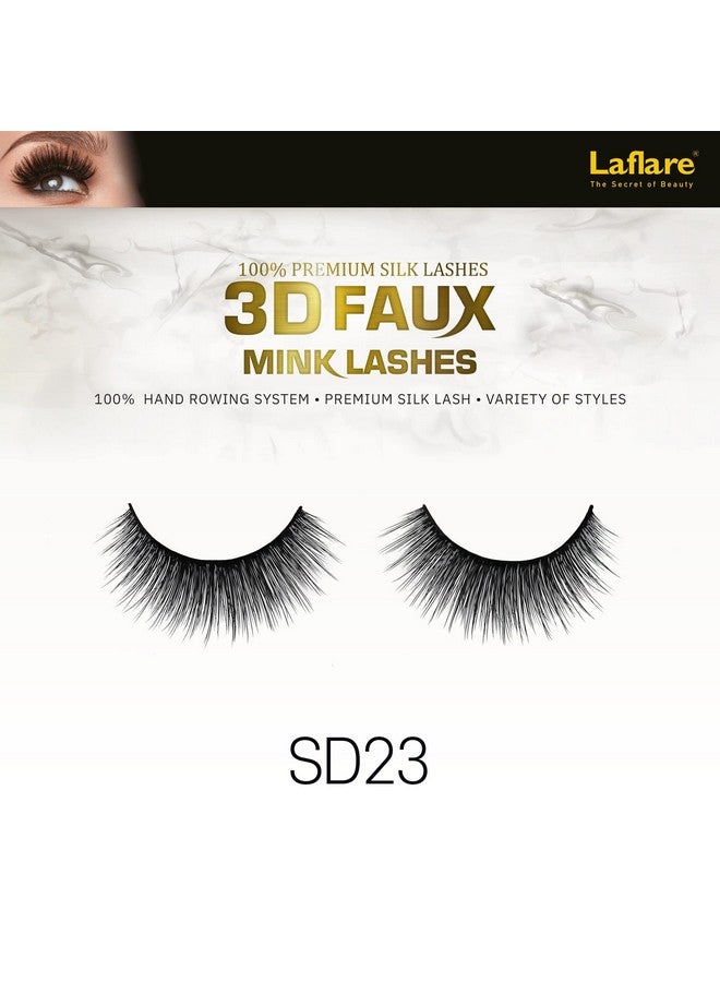 Laflare Premium Silk Lashes 3D Faux Mink Eyelashes, Light, Reusable, Handmade, Natural Looking, Professional Easy To Apply Eyelashes In A Knitted Style3-3 Packs Bundle Special (3, Sd23) - Image 1