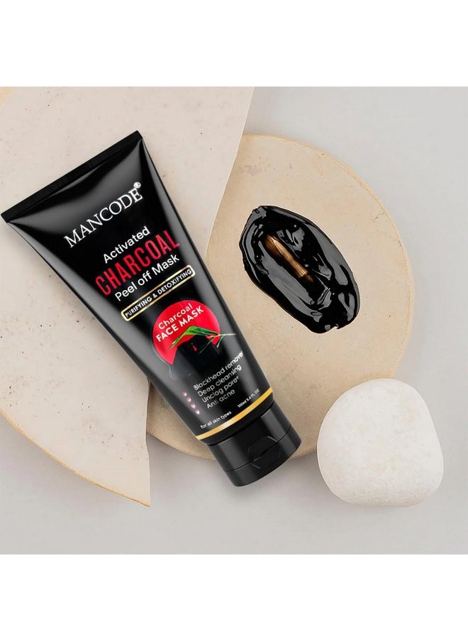 MAN CODE - Mancode Activated Charcoal Peel Off Mask For Men, Charcoal Peel Off Mask For Women, Face Mask For Men, Charcoal Face Mask, Active Cooling Effect, Deep Skin Purifying Cleansing (100 Ml) - Image 1
