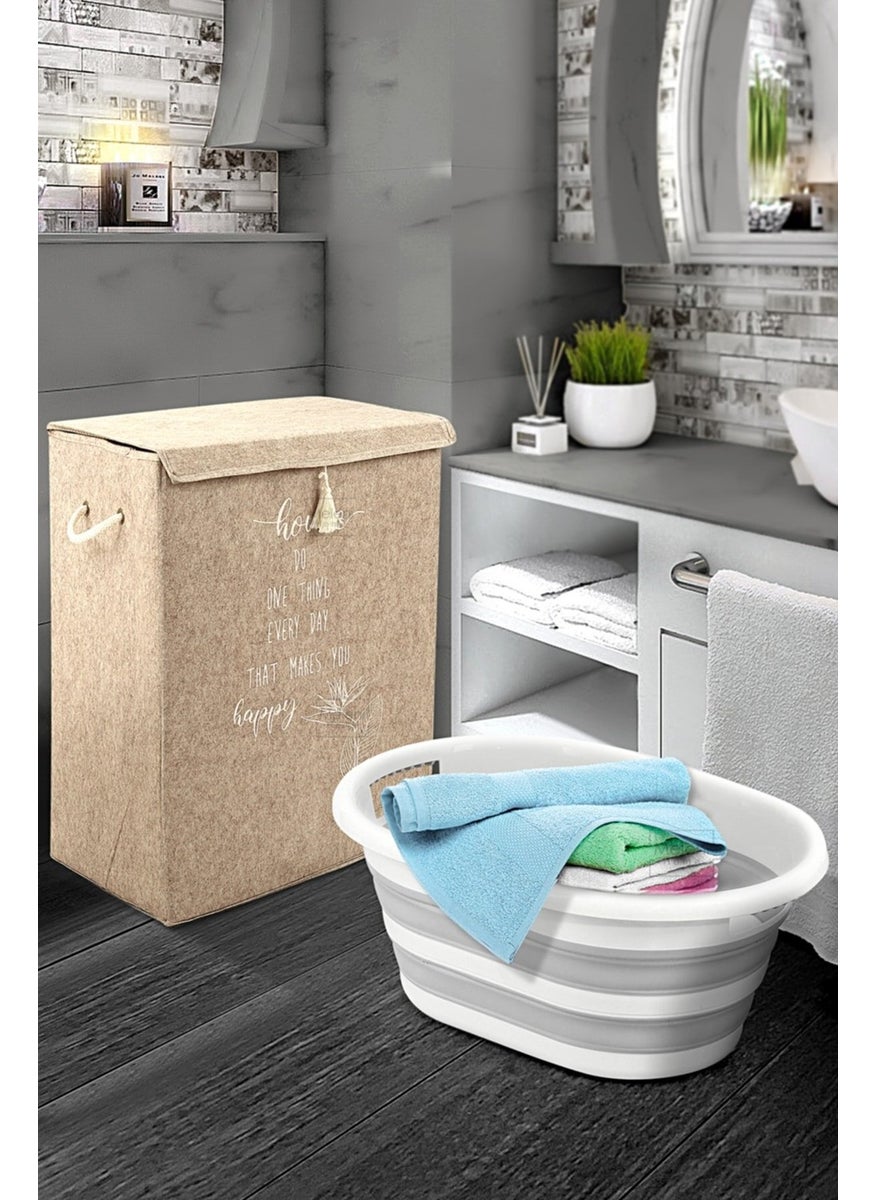 2-Piece Luxury Bathroom Set - Felt Covered Dirty Laundry Basket - Foldable Accordion Laundry Basket - pzsku/ZD2671162286B8313BA4EZ/45/_/1725725509/fb6cba02-a06c-40f4-893c-f5bff94c9b7e