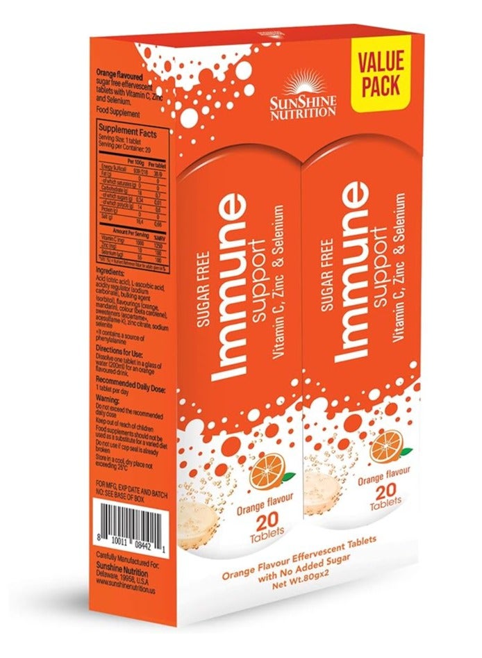Sunshine Nutrition Immune Support Effervescent Orange Tablets 20s x2