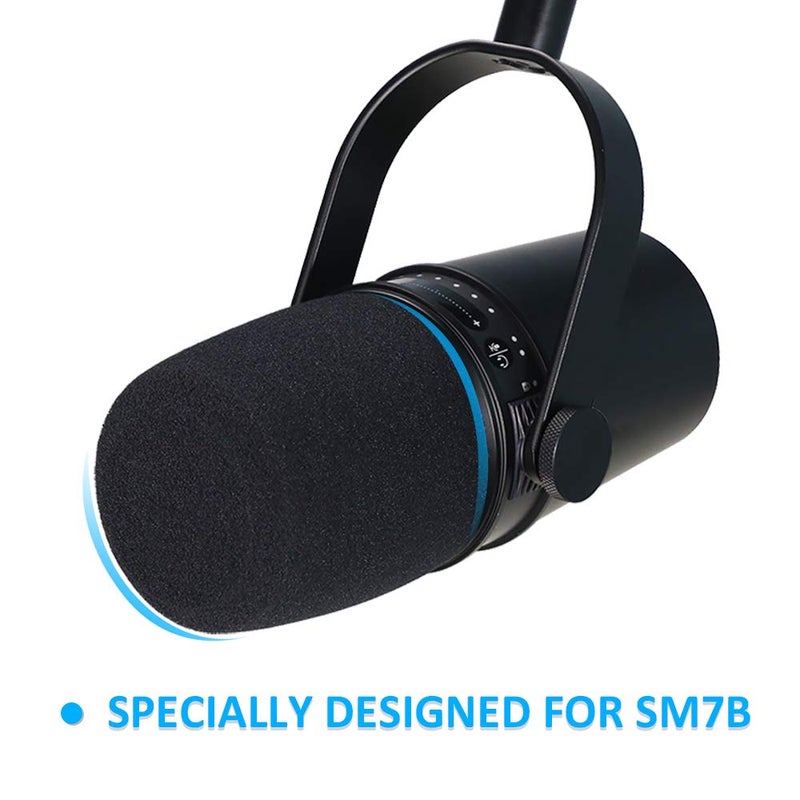 SUNMON غطاء فوم فلتر بوب شير MV7 - غطاء ريح ميكروفون احترافي متوافق مع ميكروفون شير MV7 للبودكاست لتقليل الانفجارات الصوتية - Image 2