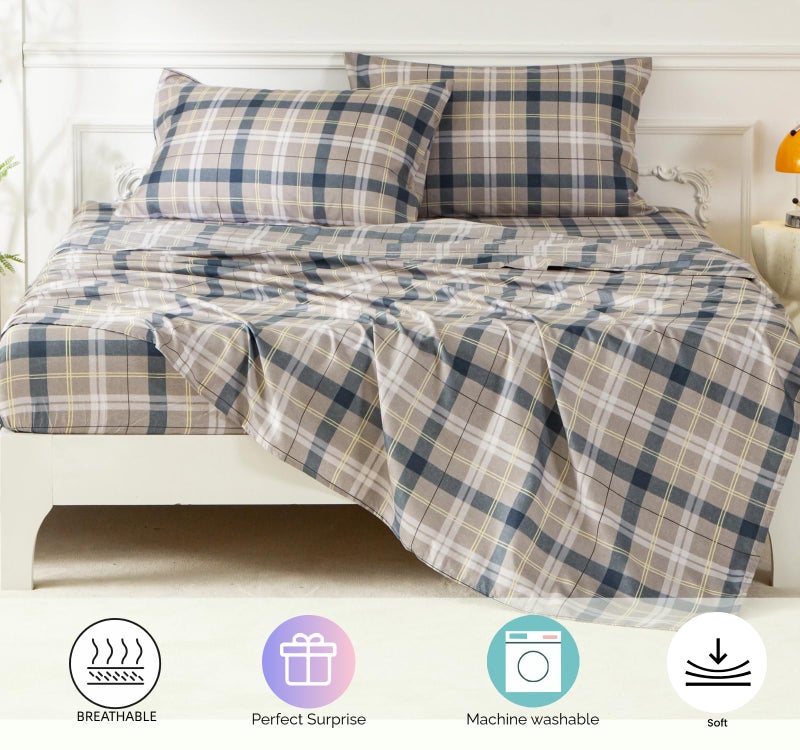 SDY 7PCS Full Gingham Comforter and Sheet Setï¼ŒPlaid Bedding Set with 1*Comforter,1* Flat Sheet, 1*Fitted Sheet,2*Pillowcases and 2*PillowcaseShamsï¼ŒSuper Soft Microfiber Bedding Sheet Sets - Image 2