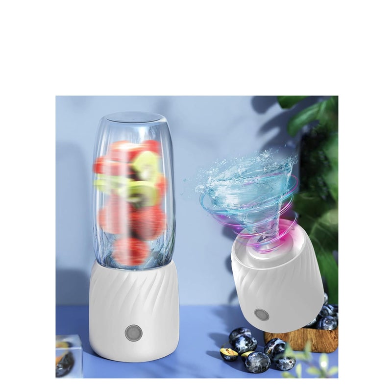 SOLARAE Portable Blenders Rechargeable Mini Juicer, Handheld Mini Personals Electric Juicer for Fruit and Vegetables, USB Rechargeable Mini Juicing Cup for Outdoor Sports Travel (White) - Image 4