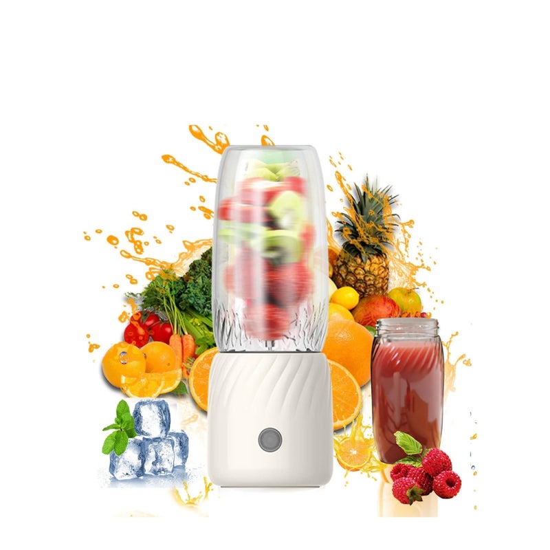 SOLARAE Portable Blenders Rechargeable Mini Juicer, Handheld Mini Personals Electric Juicer for Fruit and Vegetables, USB Rechargeable Mini Juicing Cup for Outdoor Sports Travel (White) - Image 1