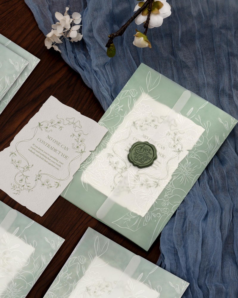 MIIOO Floral Vellum Jackets for 5x7 Invitations, 50 Pack Prefolded Botanical Invitation Wraps & Sleeves, Bouquet Design for Wedding, Baby Shower, Birthday - Image 4