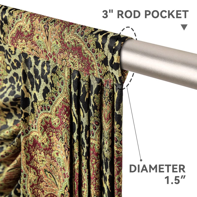 Loom and Mill Luxury Waterfall Valances for Windows, Boho Jacquard Thick Swag Waterfall Curtains Valance with Tassels for Living Room, Bedroom Party Banquet Decorations (Leopard, W39 Inch, 1 Panel) - Image 4