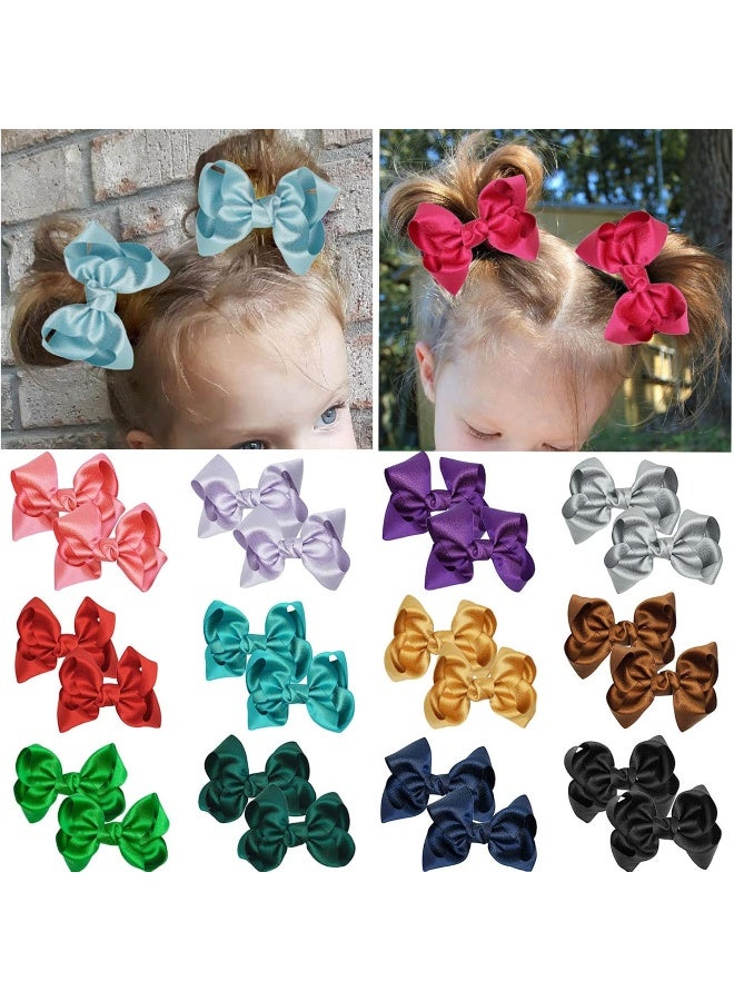 ZOONAI 3 Inch Baby Girl Hair Bows Clips Hairpin Headwear Little Teen Toddler Girls Kids Teens Toddlers Hair Accessories - Set of 2 (Deep Purple) - Image 2