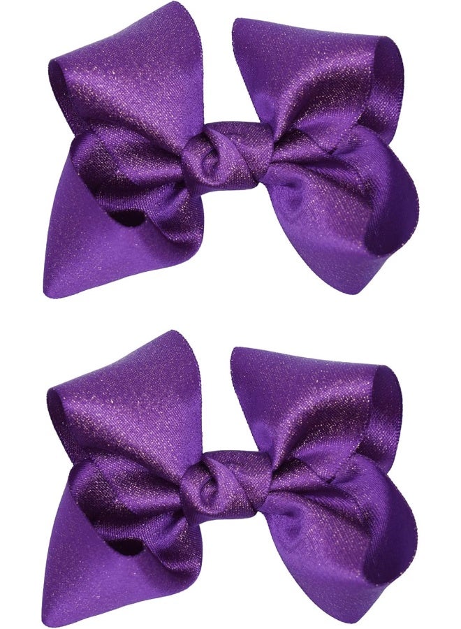 ZOONAI 3 Inch Baby Girl Hair Bows Clips Hairpin Headwear Little Teen Toddler Girls Kids Teens Toddlers Hair Accessories - Set of 2 (Deep Purple) - Image 1