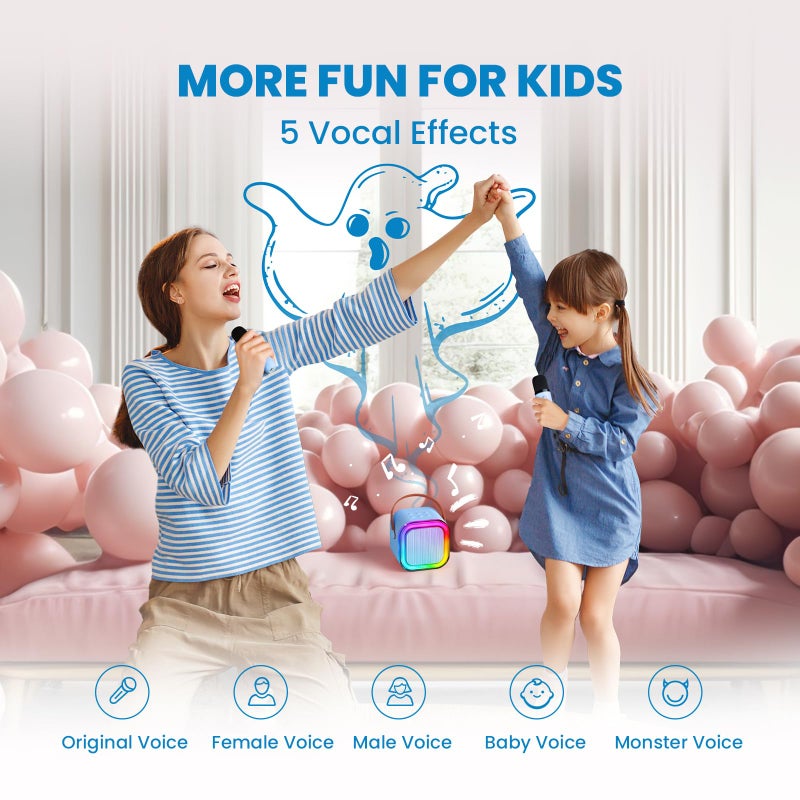 IROO Mini Karaoke Machine for Kids, 2025 TOP Toys Christmas Birthday Gifts Ideas for Girls Ages 4, 5, 6, 7, 8, 9, 10, 12+ Years Old, Portable MP3 Player with 2 Wireless Mics for Party - Image 4