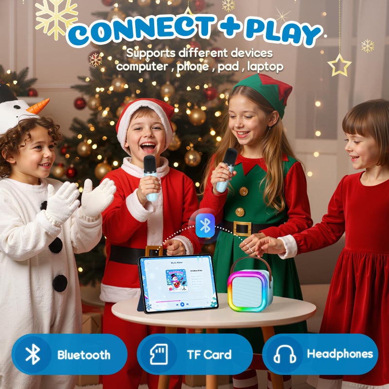 IROO Mini Karaoke Machine for Kids, 2025 TOP Toys Christmas Birthday Gifts Ideas for Girls Ages 4, 5, 6, 7, 8, 9, 10, 12+ Years Old, Portable MP3 Player with 2 Wireless Mics for Party - Image 5