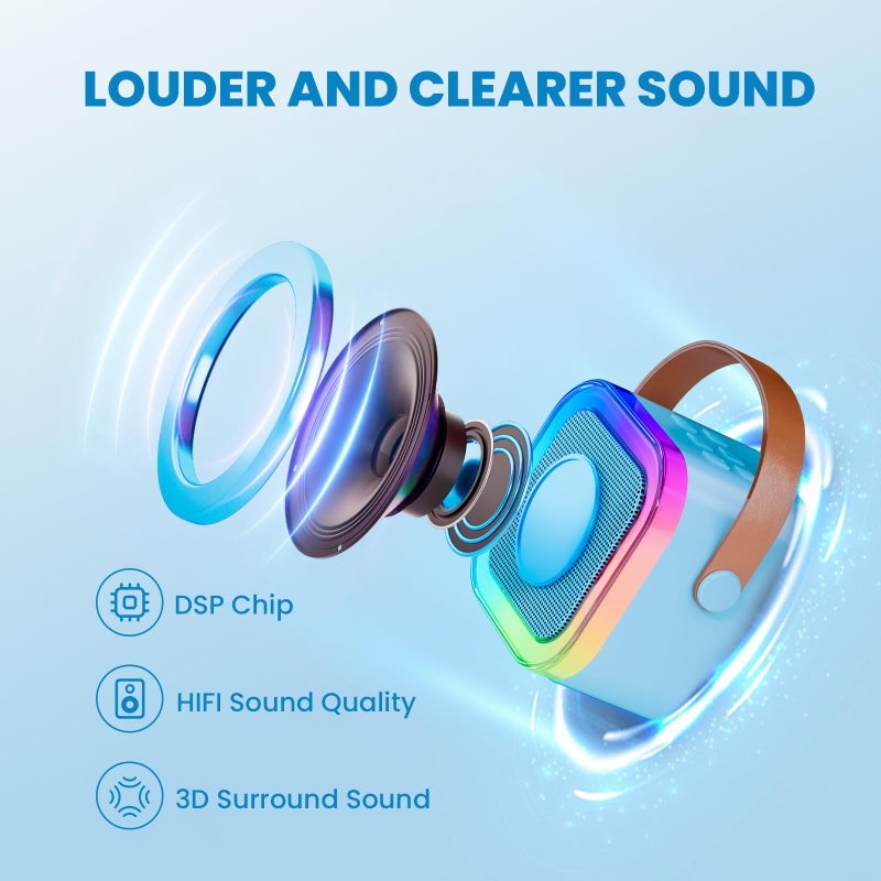 IROO Mini Karaoke Machine for Kids, 2025 TOP Toys Christmas Birthday Gifts Ideas for Girls Ages 4, 5, 6, 7, 8, 9, 10, 12+ Years Old, Portable MP3 Player with 2 Wireless Mics for Party - Image 3