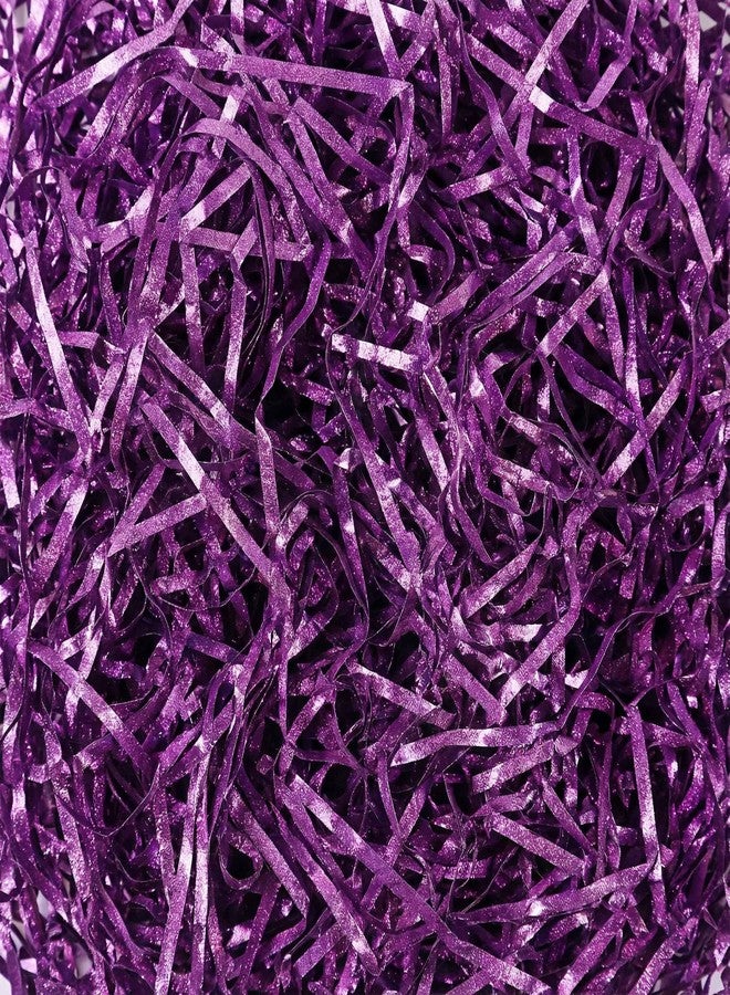 LJY Glitter Raffia Paper Shreds, 100g Crinkle Cut Filler for Gift Wrapping, Basket Filling, Wedding Decorations, Party Supplies, and DIY Crafts Shredded Confetti Strands (Glitter Purple) - Image 1