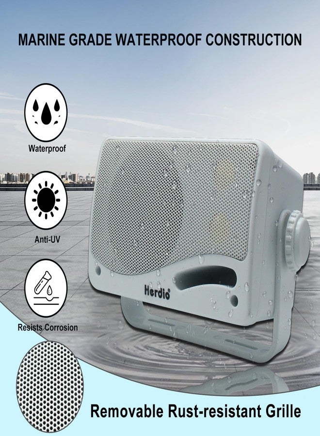 Herdio 3.5 Inch Passive Outdoor Speakers Wired Waterproof 200W 3 Way Premium Mountable Wall Mount Speakers with Superior Sound All-Weather Durability for Patio Marine Boat Garage Indoor (White Pair) - Image 4