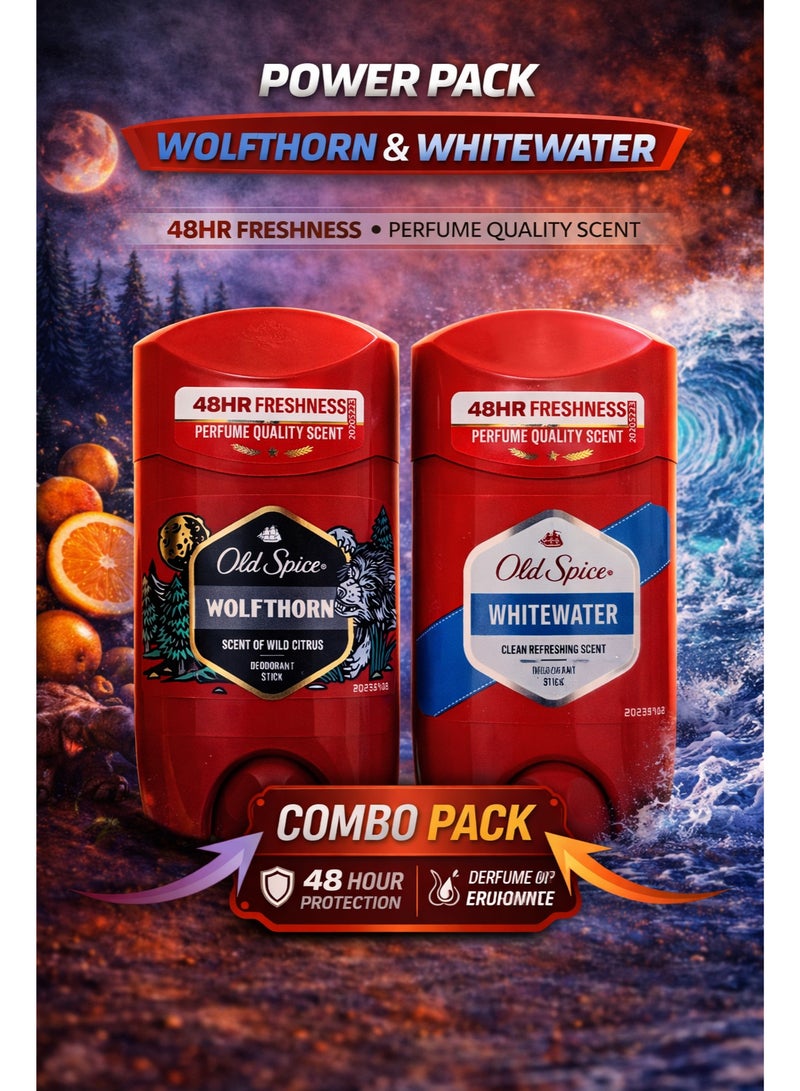 Wolfthorn & Whitewater Deodorant Stick 48H Freshness 2x50 ml