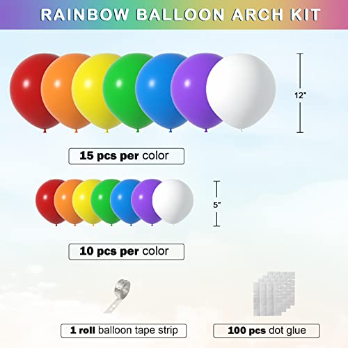 LYVEEF Rainbow Balloons Arch Kit 175 Pcs party balloons balloons for birthday party balloon assorted colors kids party balloons - Image 5