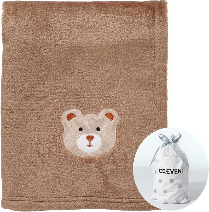 CREVENT Baby Blanket Cute Cozy Fluffy Warm for Girls Boys Toddlers Baby Cot Stroller Shower Newborn Gift 75x100cm Bear - Image 1
