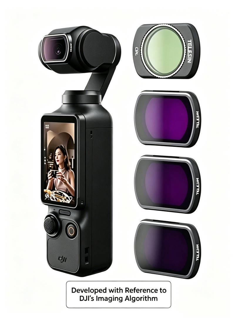 KORAX Magnetic Lens Fitler Kit for DJI Pocket 3 Accessories, 4-Pack CPL ND16 ND64 ND256 Neutral Density Polarizing HD Ultra Thin Corning Glass Lens Protector Bundle Kit for Osmo Pocket 3 Combo - Image 1