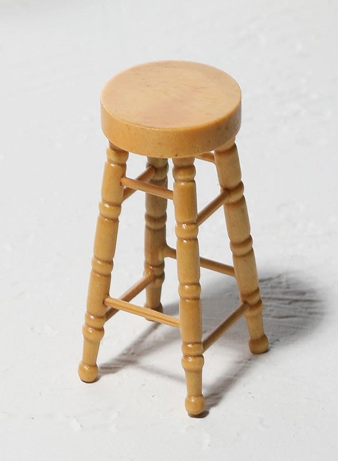 ERINGOGO 8 Pcs Dollhouse Stool Dollhouse Chairs 1 12 Miniature Round Stool Round Doll Bar Counter Chair Ornament Photo Prop Kids Wooden High Furniture Child - Image 3