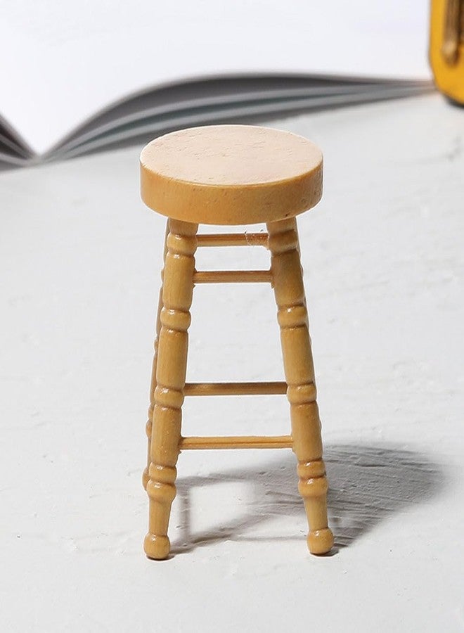 ERINGOGO 8 Pcs Dollhouse Stool Dollhouse Chairs 1 12 Miniature Round Stool Round Doll Bar Counter Chair Ornament Photo Prop Kids Wooden High Furniture Child - Image 4
