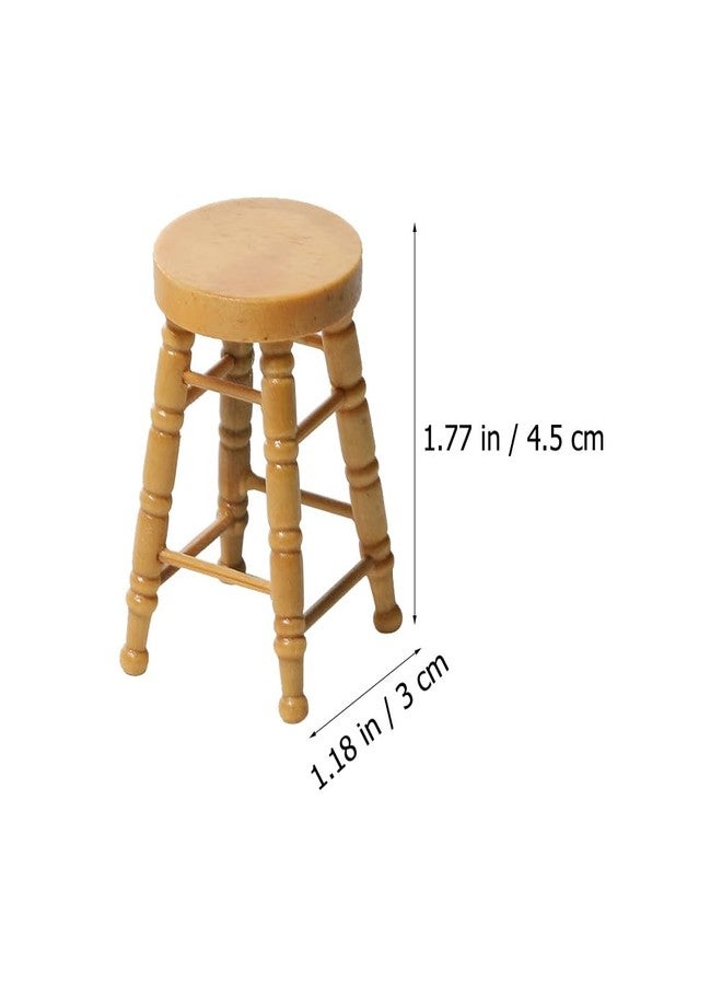 ERINGOGO 8 Pcs Dollhouse Stool Dollhouse Chairs 1 12 Miniature Round Stool Round Doll Bar Counter Chair Ornament Photo Prop Kids Wooden High Furniture Child - Image 2