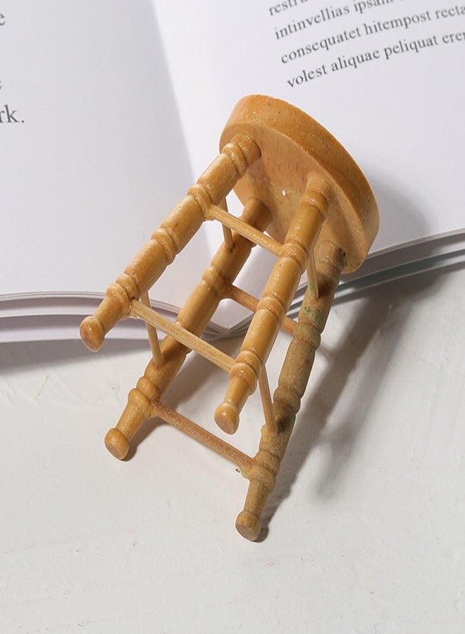 ERINGOGO 8 Pcs Dollhouse Stool Dollhouse Chairs 1 12 Miniature Round Stool Round Doll Bar Counter Chair Ornament Photo Prop Kids Wooden High Furniture Child - Image 5