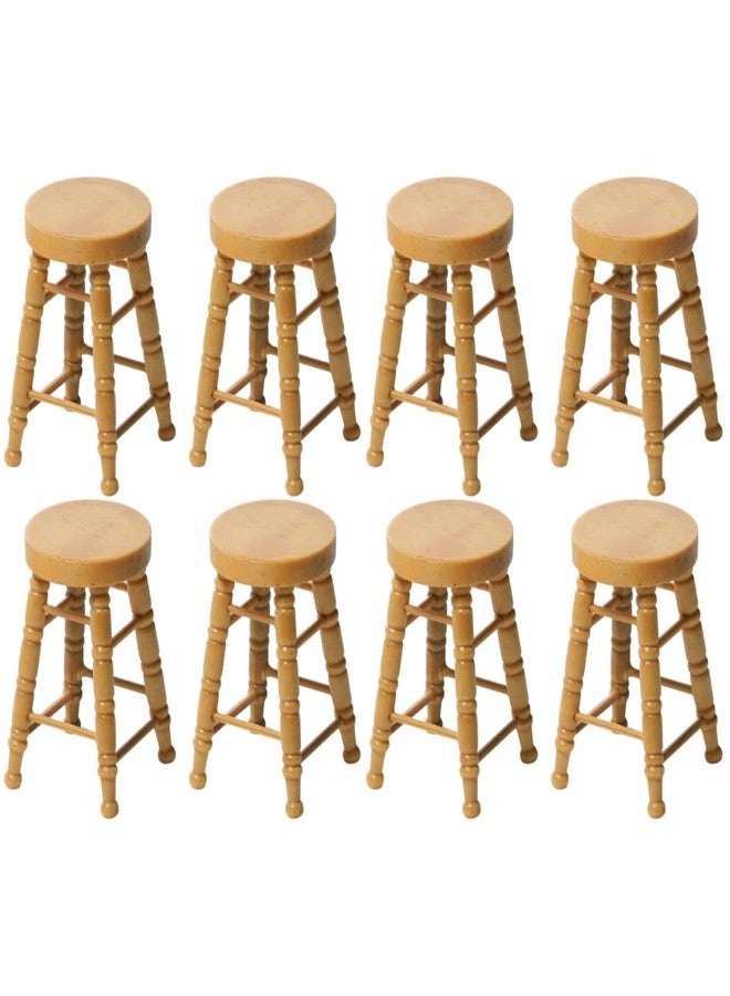 ERINGOGO 8 Pcs Dollhouse Stool Dollhouse Chairs 1 12 Miniature Round Stool Round Doll Bar Counter Chair Ornament Photo Prop Kids Wooden High Furniture Child - Image 1