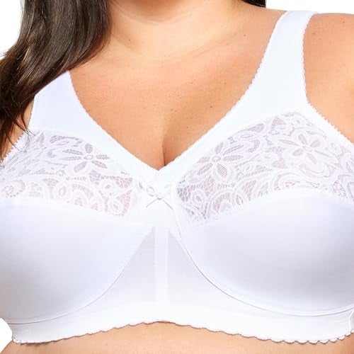 Glamorise Full Figure Plus Size MagicLift Cotton Support Bra Wirefree #1001 White - Image 2