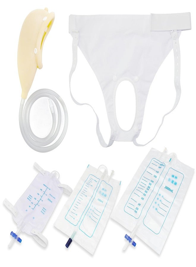 Yiisin External Catheter for Men,Urine Collection Bag,Portable Reusable Wearable Soft Latex Urinals Drainage Systems with External 3 Catheter Bags,Lengthen the Catheters/Large Diameter - Image 2