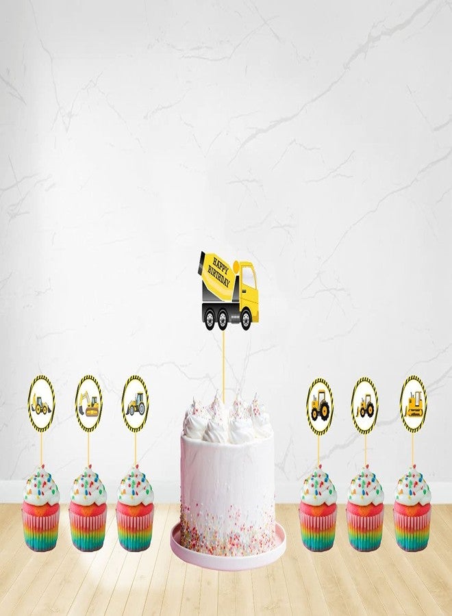 Untumble Construction Theme Birthday Cake Toppers and Cup Cake Toppers (Pack of 25) - Image 2