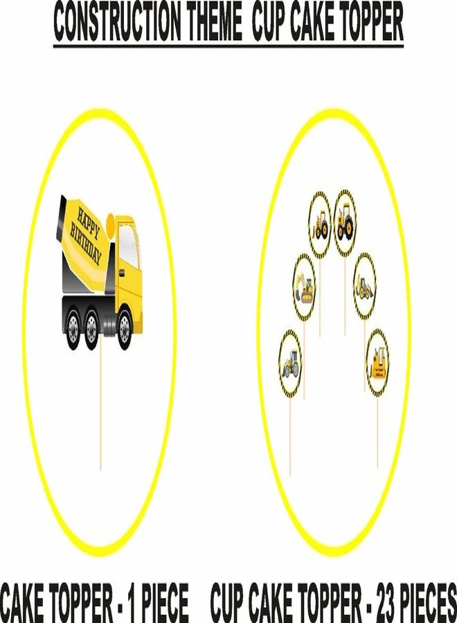 Untumble Construction Theme Birthday Cake Toppers and Cup Cake Toppers (Pack of 25) - Image 3
