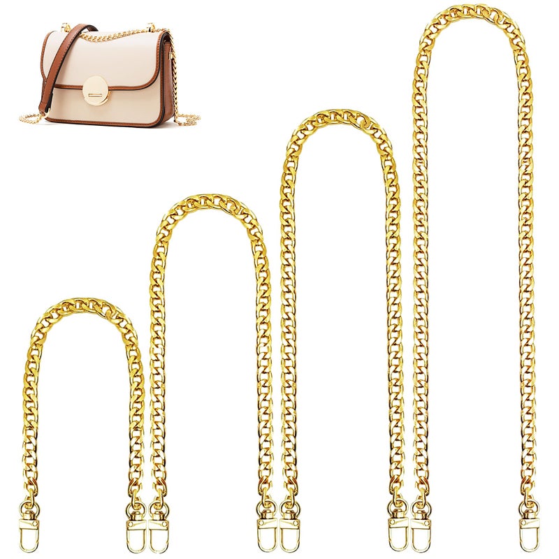 Chewarelly 4 Sizes Flat Purse Chain Strap Cross Body Replacement Strap with Mental Buckles(15.7/23.6/31.5/47.2 Inches- Flat Chain, Gold) - Image 1