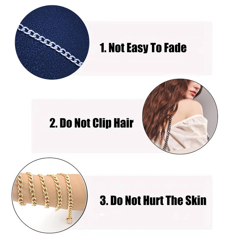 Chewarelly 4 Sizes Flat Purse Chain Strap Cross Body Replacement Strap with Mental Buckles(15.7/23.6/31.5/47.2 Inches- Flat Chain, Gold) - Image 4