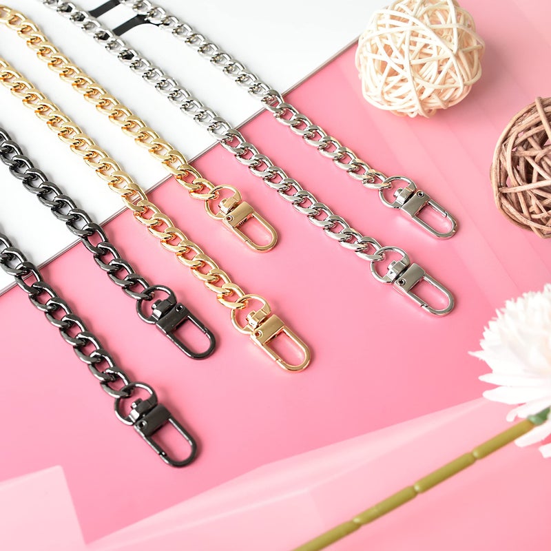 Chewarelly 4 Sizes Flat Purse Chain Strap Cross Body Replacement Strap with Mental Buckles(15.7/23.6/31.5/47.2 Inches- Flat Chain, Gold) - Image 5