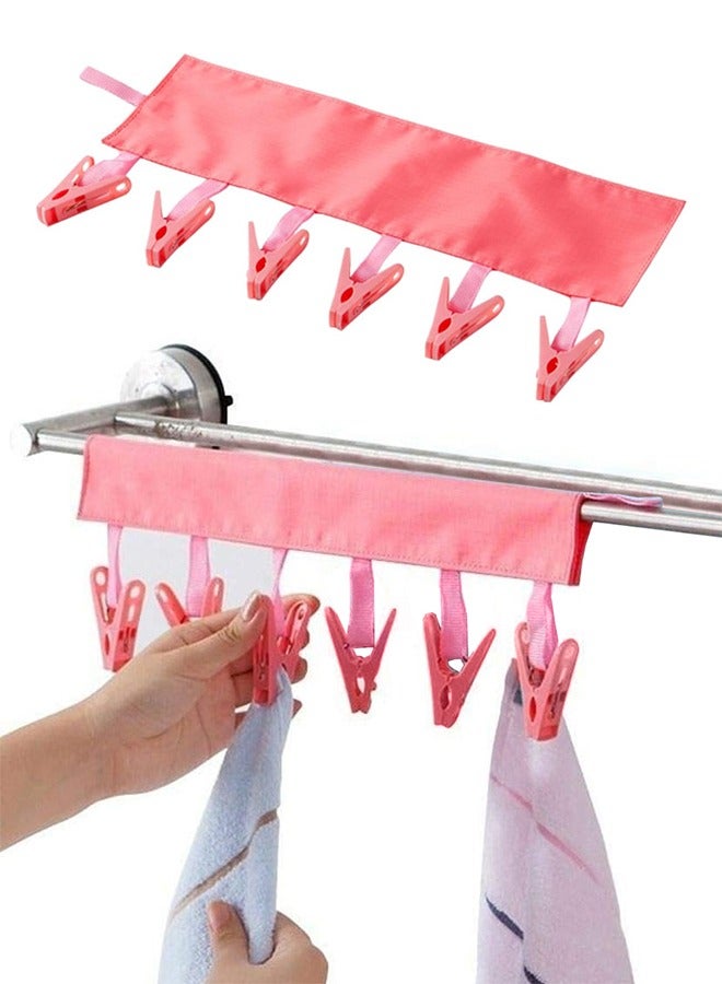 CATANES 2Pieces Multinational Portable Cloth Drying Rack Foldable Bathroom Towel Socks Hanger Clip - Image 2