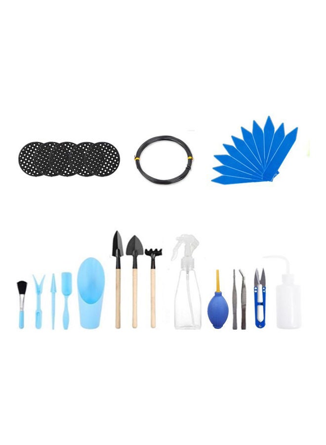 إسكدنيا طقم أدوات زراعة نباتات عصارية صغيرة للحديقة مكون من 30 قطعة أزرق 23 x 6 x 20سم - Image 1