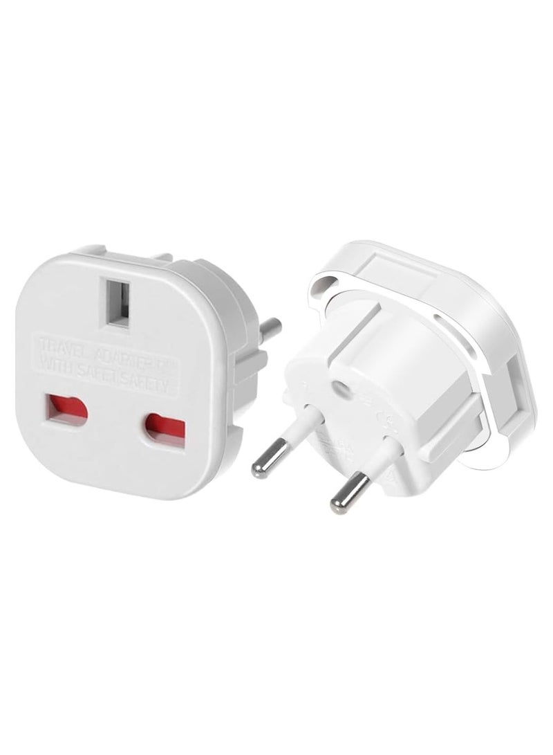 Digipace 2pcs UK To EU AC Travel Plug Adapter White - Image 2