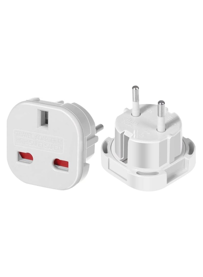 Digipace 2pcs UK To EU AC Travel Plug Adapter White - Image 3