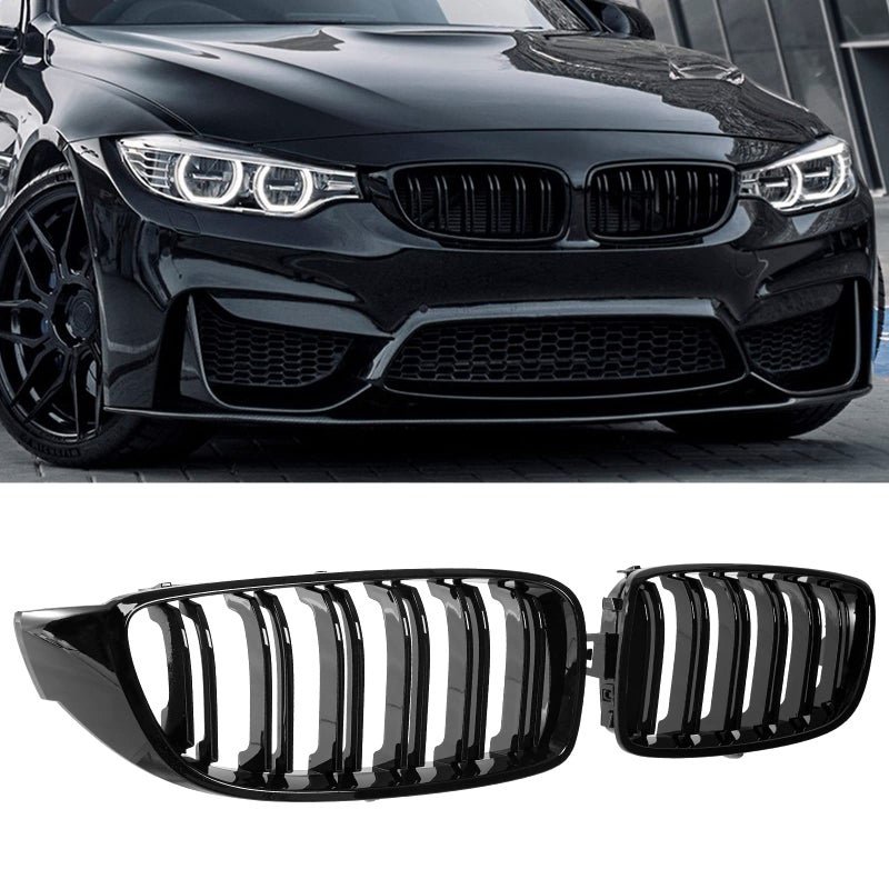 DEKEWEI F32 GrilleFront Kidney Grille Grill Compatible for 4 Series F32 F33 F36 20142019 M3 F80 M4 F82 20152019 Double Slats Gloss Black Grills 2pcs