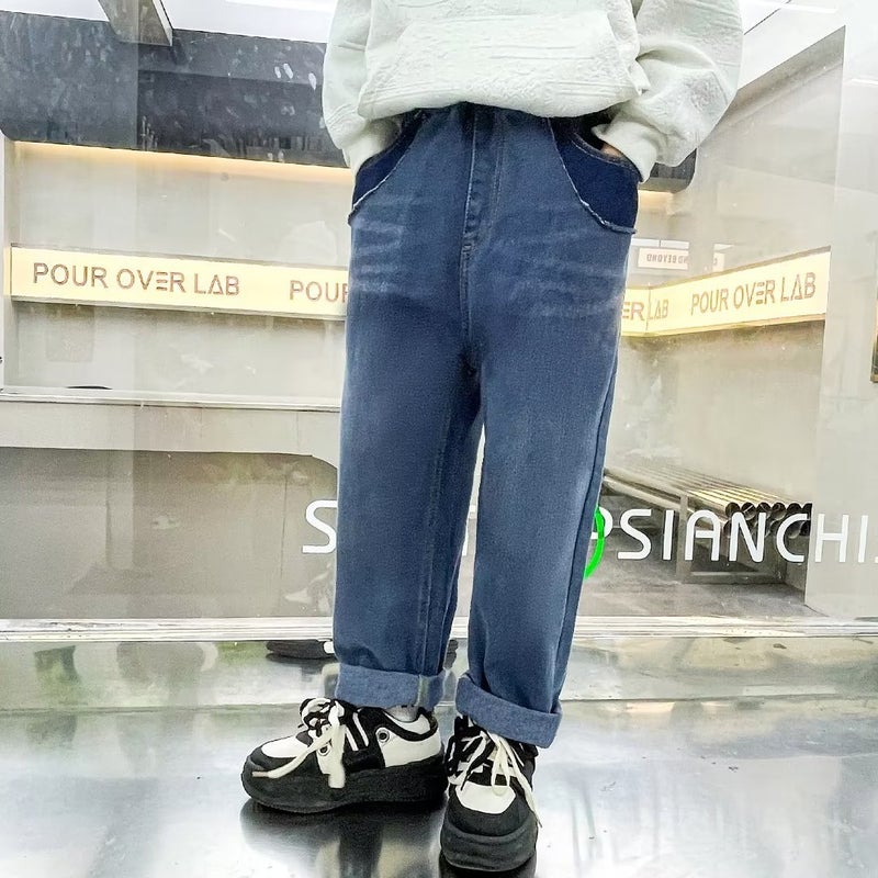 Children'S Washed Jeans Boys 2023 New Summer Boys Fried Street Middle And Big Children'S Denim Long Pants Trendy - Image 4