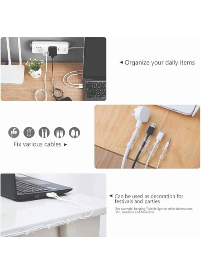 75 Pcs Adhesive Cable Clips – Clear Wire Organizer Clamps with Strong Self-Adhesive Back Cord Management for Home Office & Car (75 Pieces) - Image 3